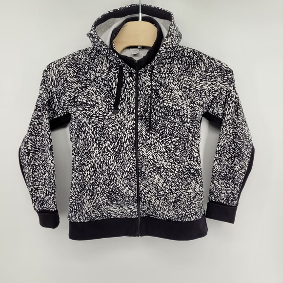 Athleta Tops - Athleta Triumph Printed Hoodie Womens Large Black White Full Zip 511504-10